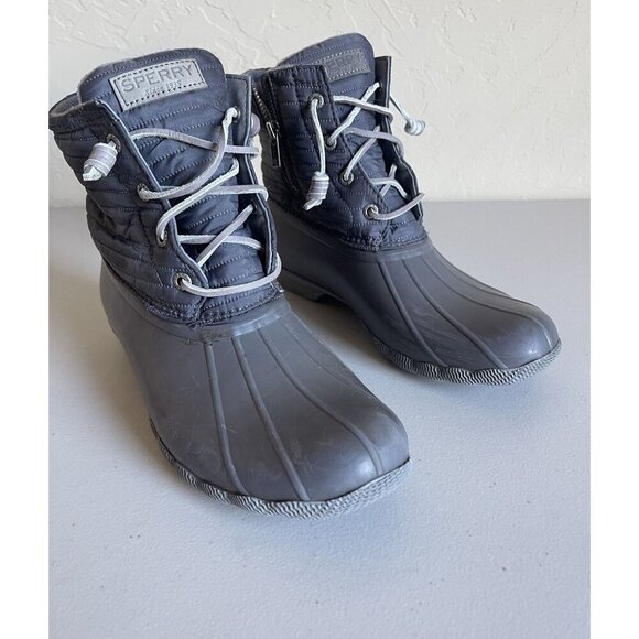 Sperry Women's Saltwater Nylon Snow  Gray Rubber Ankle Boots Women's US Size 9 G - Picture 4 of 8